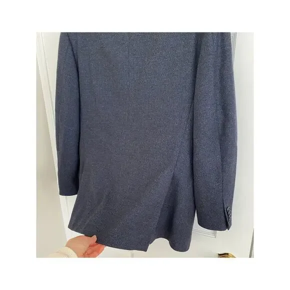 Corneliani Italy Navy Blue Houndstooth Wool Blazer Jacket Sports IT 48 US 38 - Picture 12 of 16